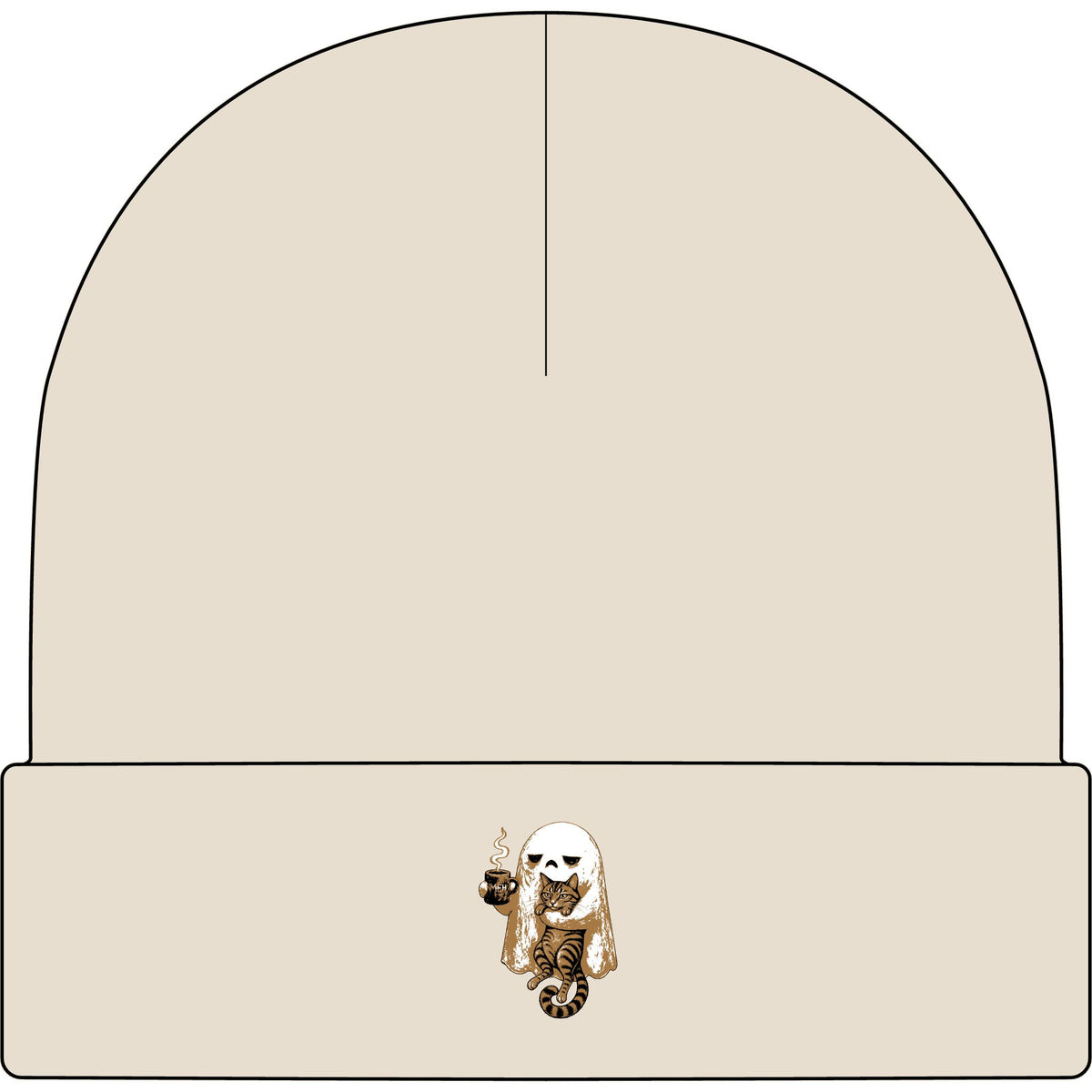 Meh Ghost and Gray Tabby Cat - AS Colour 1107 Cuff Beanie