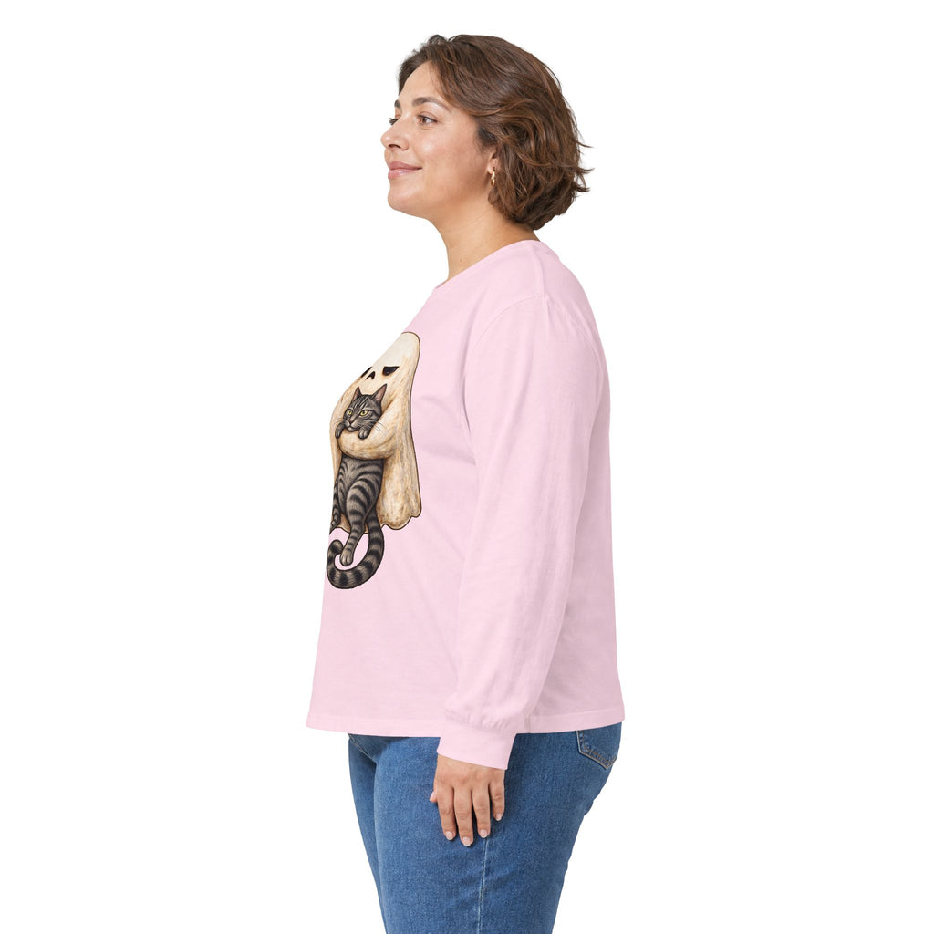 Meh Ghost and Gray Tabby Cat - Unisex Ultra Cotton Long Sleeve Tee