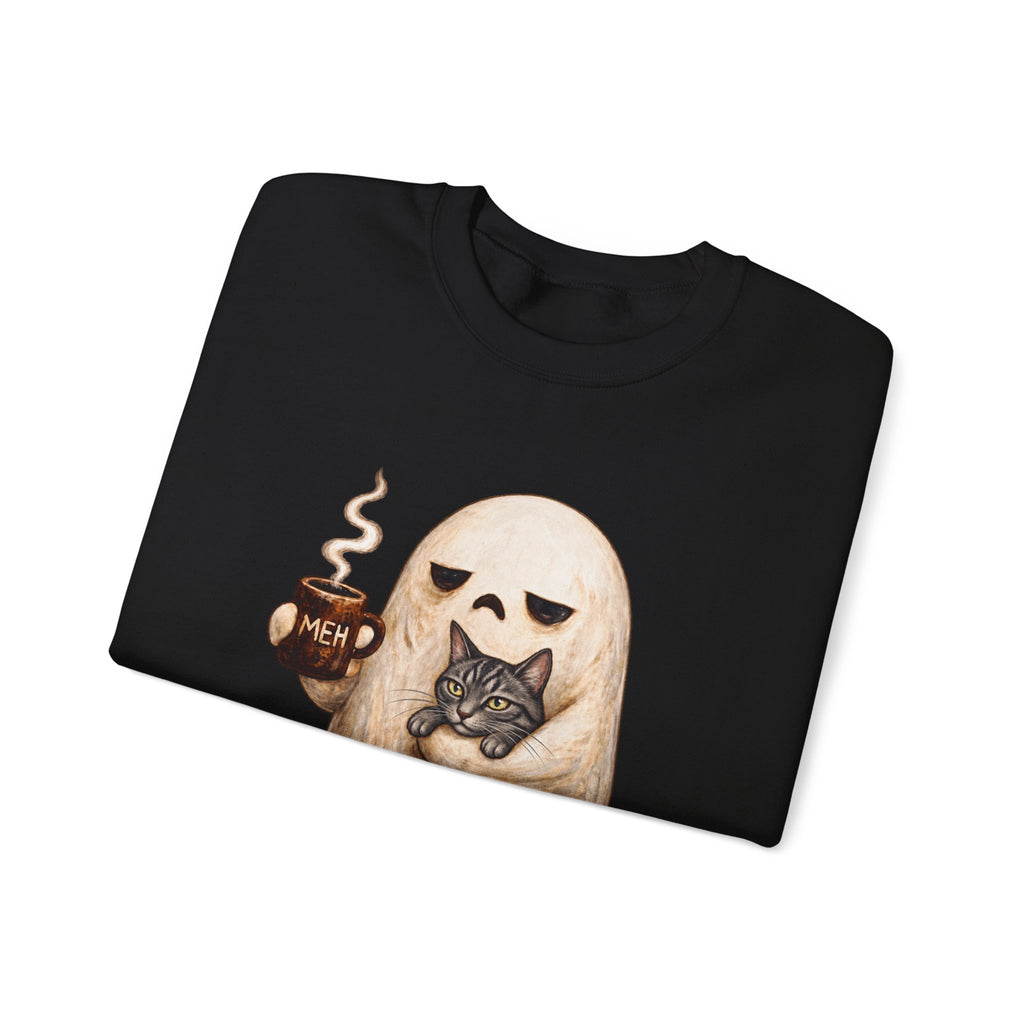 Meh Ghost and Gray Tabby Cat - Crewneck Sweatshirt