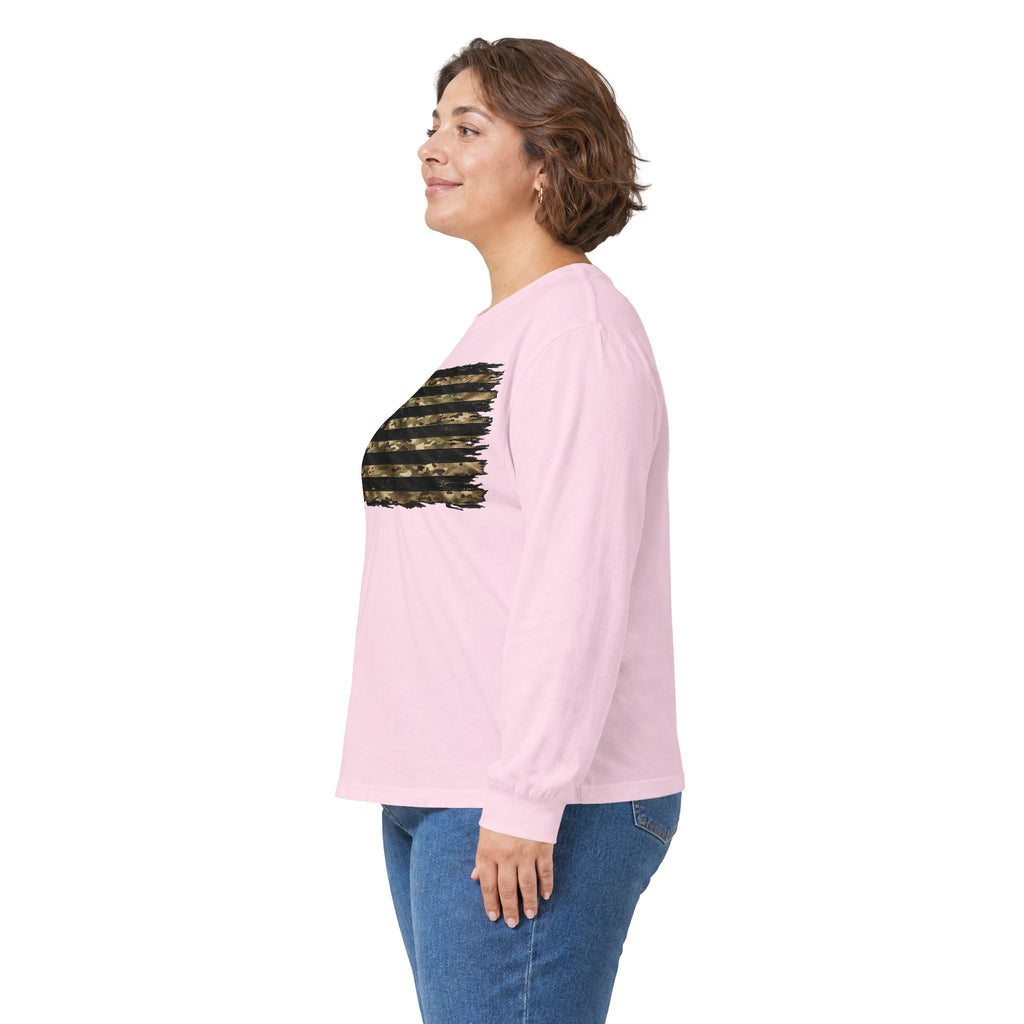 Black and Multicam American Flag - Unisex Ultra Cotton Long Sleeve Tee