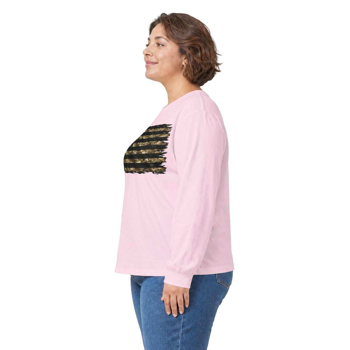 Black and Multicam American Flag - Unisex Ultra Cotton Long Sleeve Tee