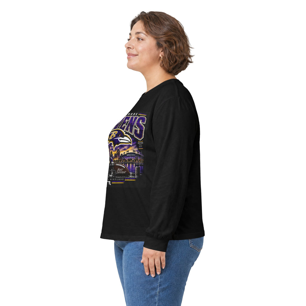 Baltimore Ravens Skyline Tee - Unisex Ultra Cotton Long Sleeve Tee