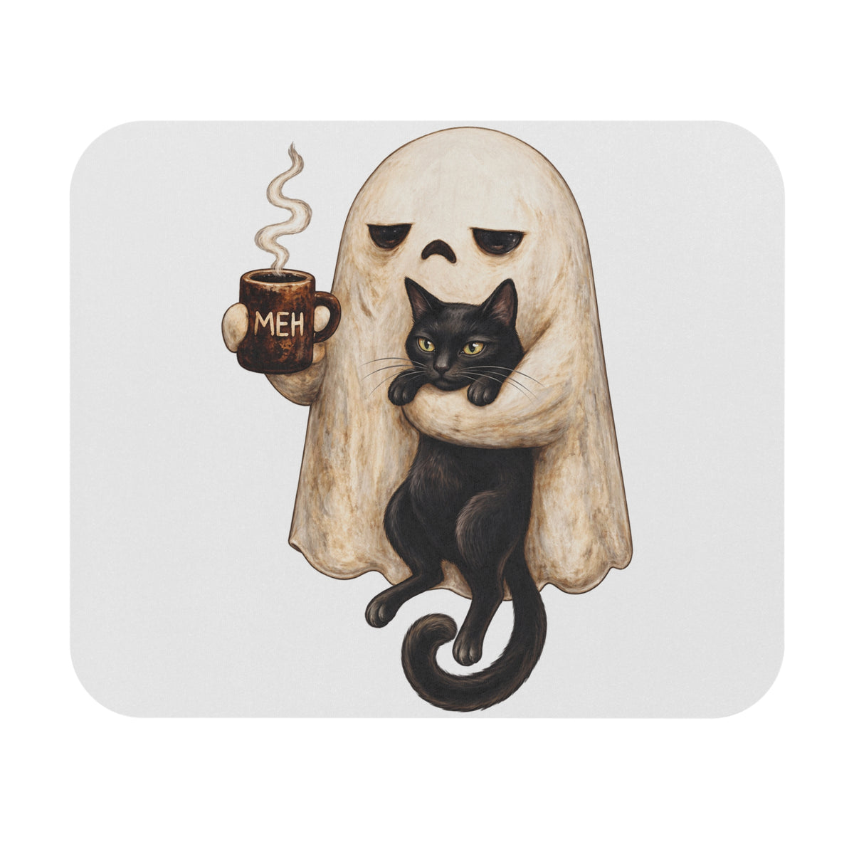 Meh Ghost and Black Cat - Mouse Pad