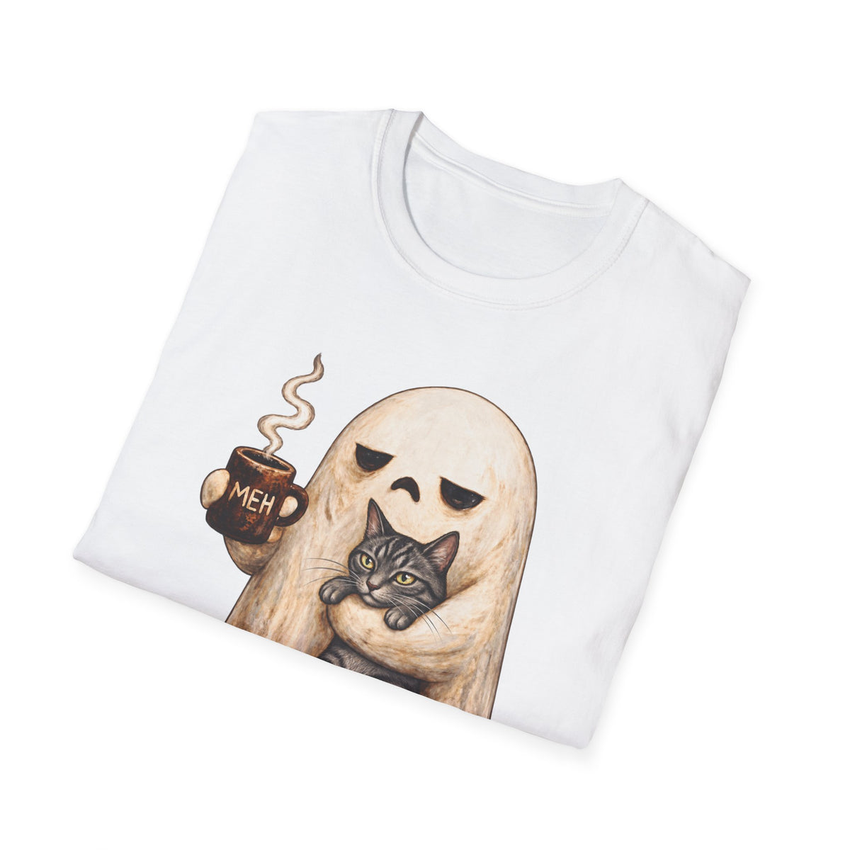 Meh Ghost and Gray Tabby Cat - Classic Tee