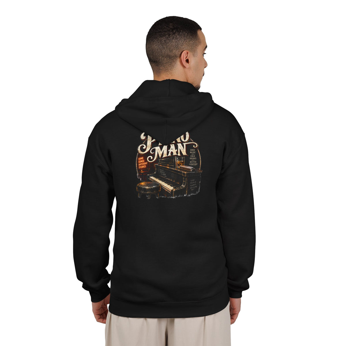 Piano Man Retro Bar - Full-Zip Hooded Sweatshirt