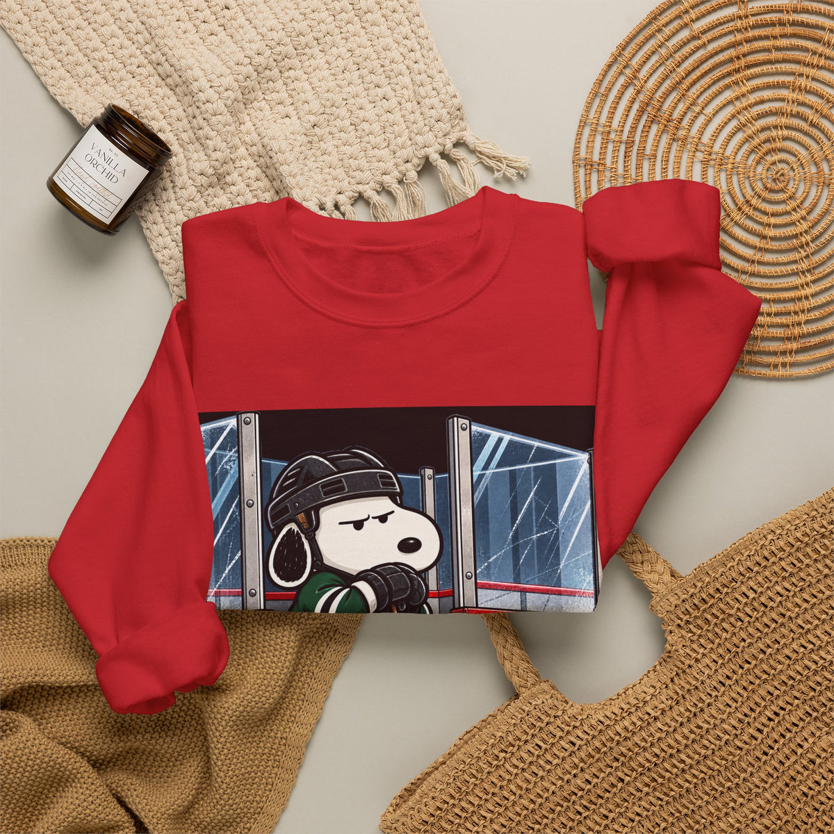 Snoopy Hockey Penalty Box Green - Crewneck Sweatshirt