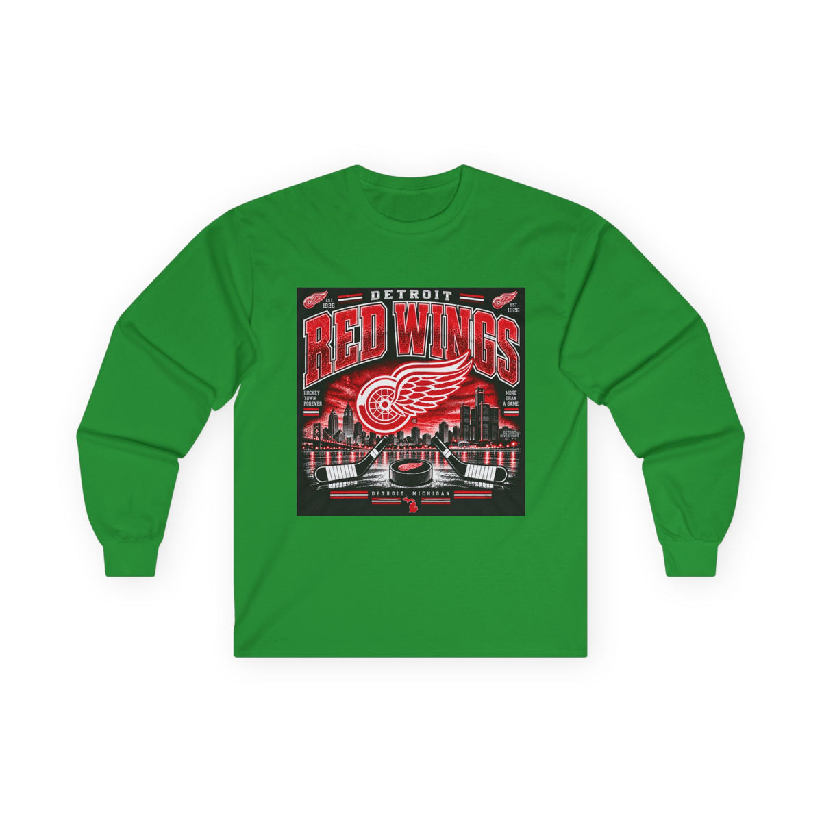 Detroit Red Wings Hockey Skyline - Unisex Ultra Cotton Long Sleeve Tee